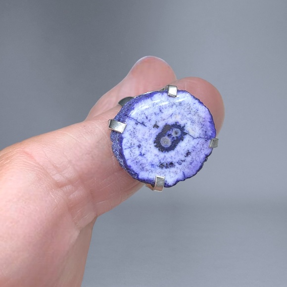 🌺Unique Artisan Sterling Geode Ring - Picture 4 of 12